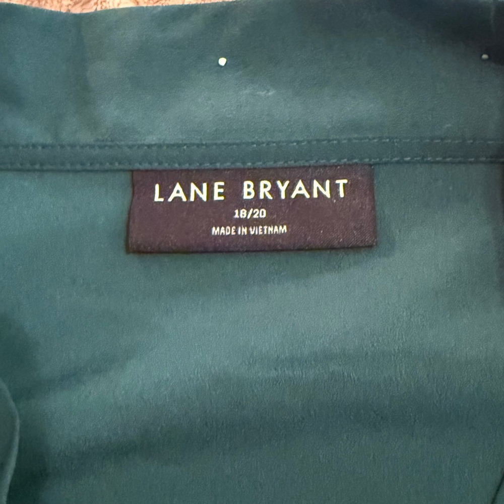 Lane Bryant Green Tie Neck Micro Dot Blouse Long Sleeve Top Womens 18/20 Y2K - Picture 6 of 8